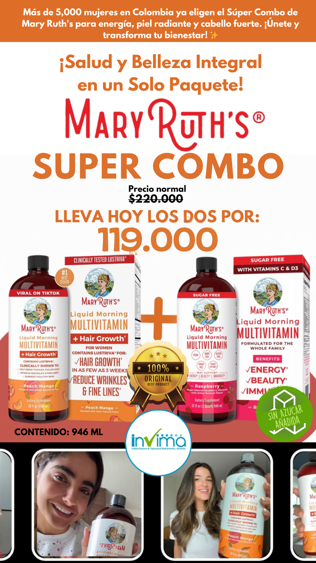 Multivitamínico Líquido Mary Ruth’s™ para un Cabello Más Fuerte y Saludable